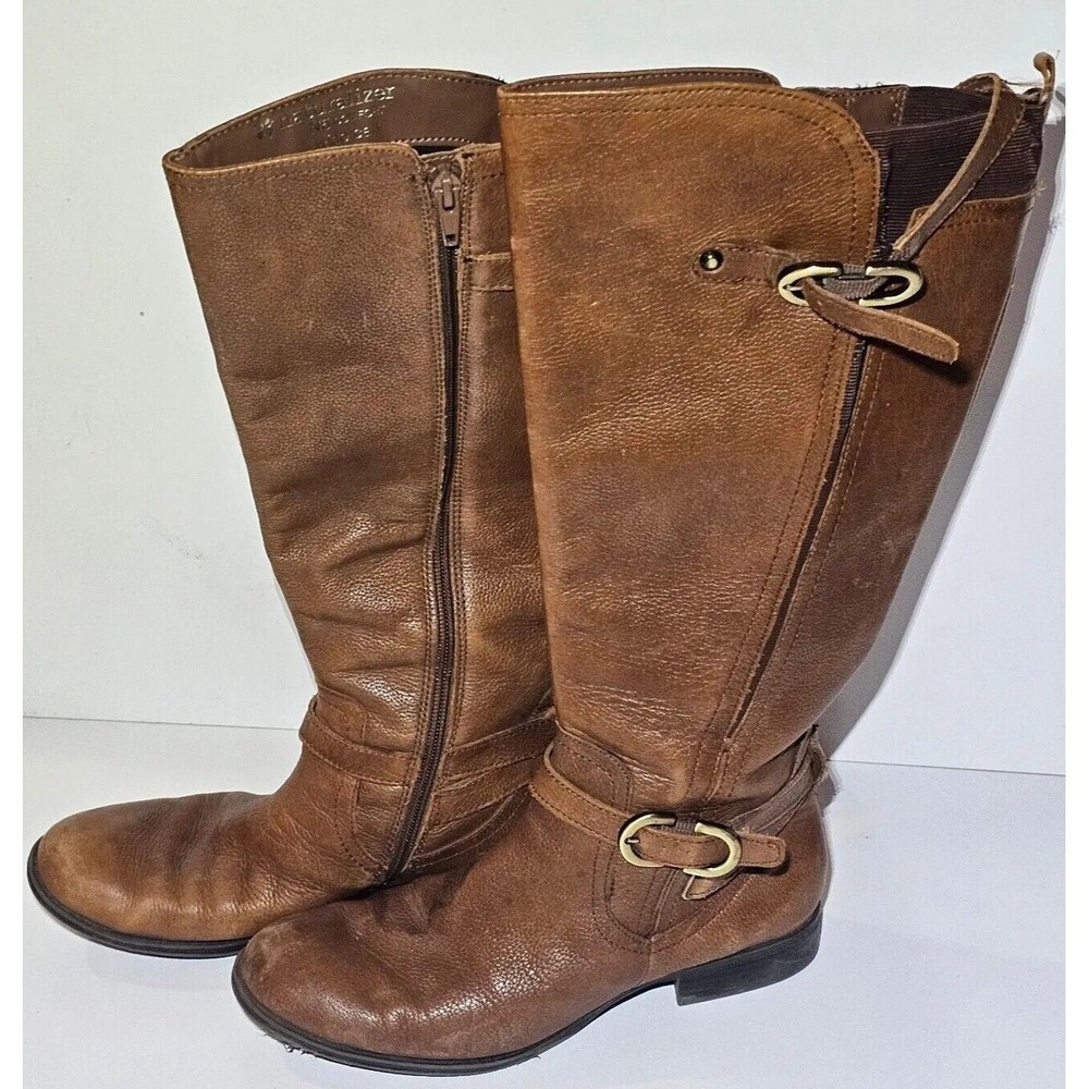 Naturalizer N5 Comfort Boots Wide Calf Knee High Tall Heeled Leather 7M-WC Brown